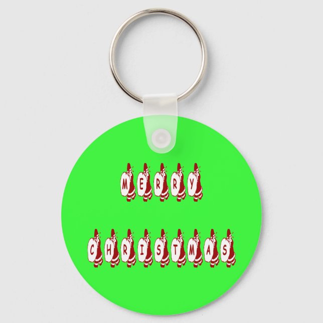 Merry Christmas Santa Claus Font Key Ring (Front)