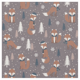 Merry Christmas Santa Claus Fox  Pattern Fabric