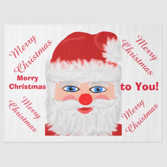 Merry Christmas Santa Claus Greeting Tissue Paper (Front)