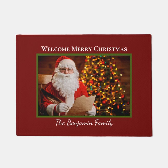 Merry Christmas Santa Claus Happy Holidays Doormat (Front)