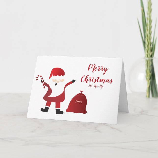 Merry Christmas Santa Claus Ho Ho Ho Candy Cane Card (Front)