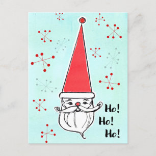 Merry Christmas Santa Claus Ho Ho Ho Snowflakes Holiday Postcard