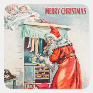Merry christmas - santa claus holiday square sticker