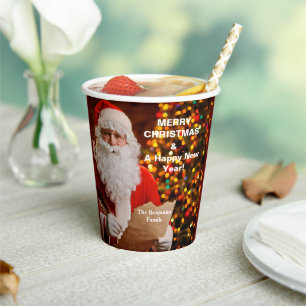 Merry Christmas Santa Claus Holidays Personalise Paper Cups