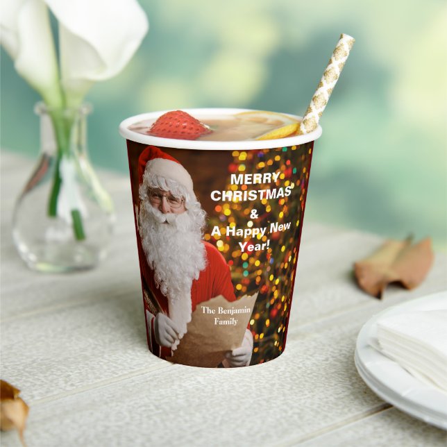 Merry Christmas Santa Claus Holidays Personalise Paper Cups (Insitu)