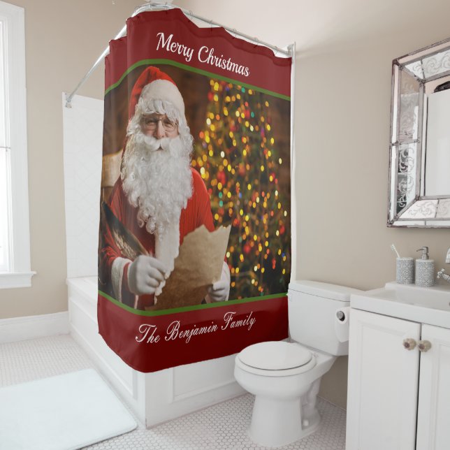Merry Christmas Santa Claus Holidays Personalize Shower Curtain (In Situ)