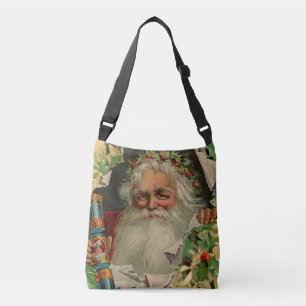Merry Christmas Santa Claus Holly Crossbody Bag