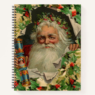 Merry Christmas Santa Claus Holly Notebook