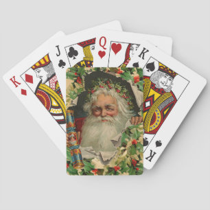 Merry Christmas Santa Claus Holly Playing Cards