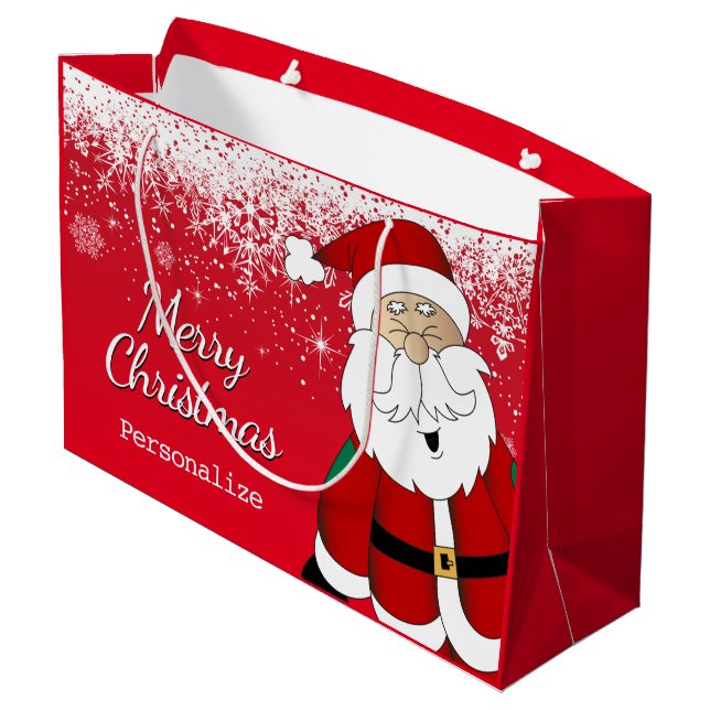 Merry Christmas Santa Claus Large Gift Bag (Back Angled)