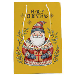 Merry Christmas Santa Claus Medium Gift Bag