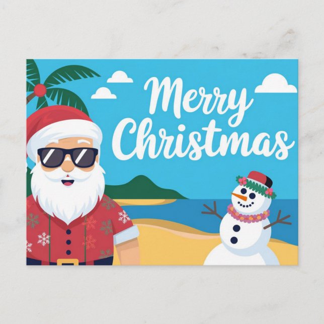 Merry Christmas santa claus on vacation Holiday Postcard (Front)
