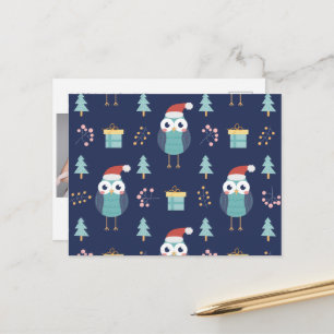 Merry Christmas Santa Claus Owl Postcard