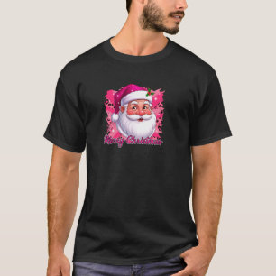 Merry Christmas Santa Claus Pink Leopard Santa Fac T-Shirt