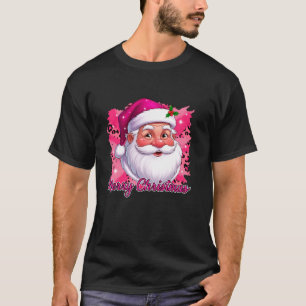 Merry Christmas Santa Claus Pink Leopard Santa Fac T-Shirt