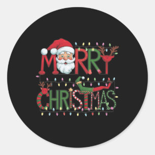 Merry Christmas Santa Claus Reindeer Holiday Fun Classic Round Sticker