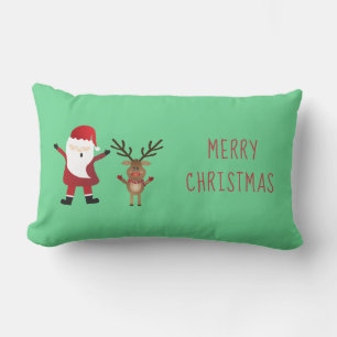 Merry Christmas Santa Claus Reindeer Lumbar Cushion