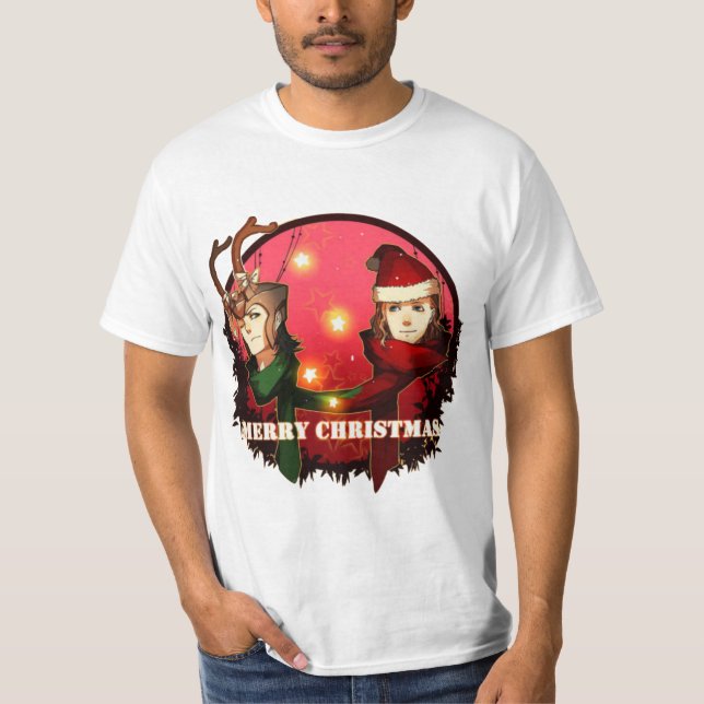 MERRY CHRISTMAS SANTA CLAUS SNOWMAN DEER LOKI THOR T-Shirt (Front)