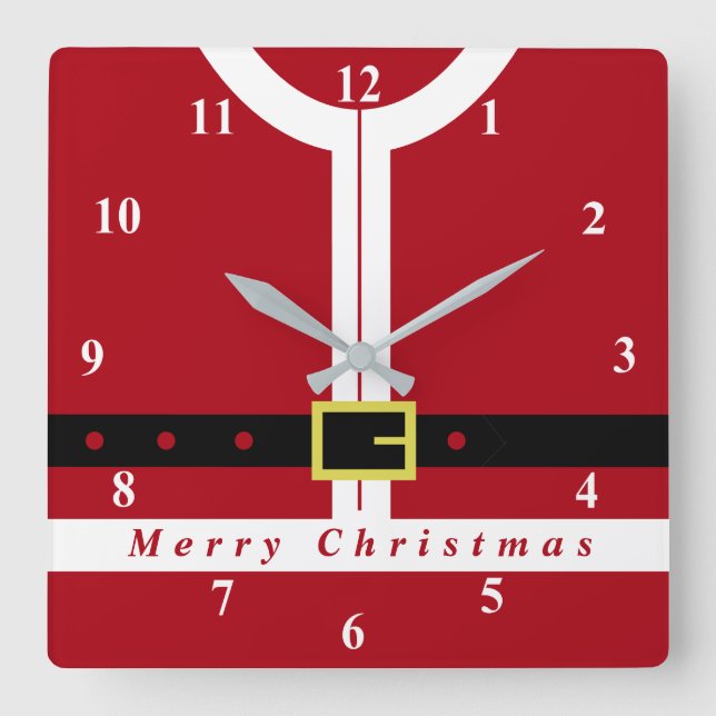 Merry Christmas - Santa Claus Square Wall Clock (Front)