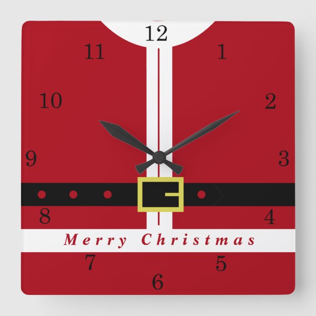 Merry Christmas - Santa Claus Square Wall Clock (Front)