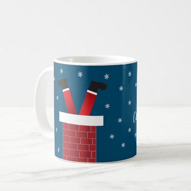 Merry Christmas Santa Claus Stuck In A Chimney Coffee Mug (Front Left)