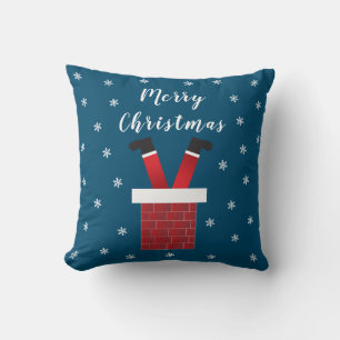 Merry Christmas Santa Claus Stuck In A Chimney Cushion