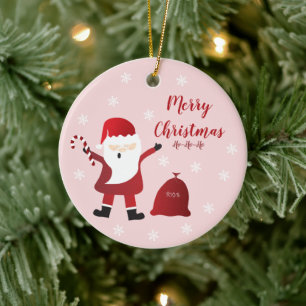 Merry Christmas Santa Claus Toy Bag Ceramic Tree Decoration