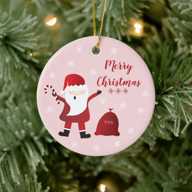Merry Christmas Santa Claus Toy Bag Ceramic Tree Decoration (Tree)