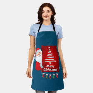 Merry Christmas Santa Claus Tree Stokings X-mas  Apron