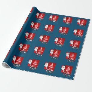 Merry Christmas Santa Claus Tree Stokings X-mas Wrapping Paper