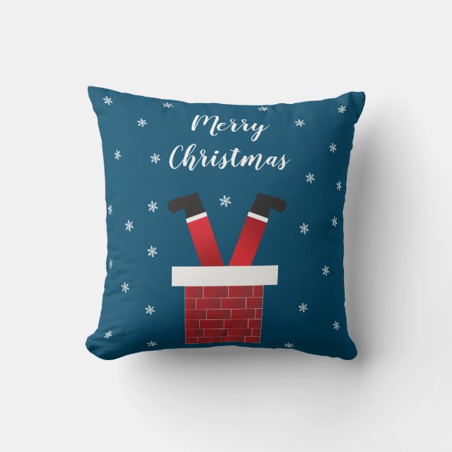 Merry Christmas Santa Claus Upside Down Chimney Cushion (Front)