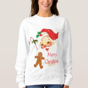 Merry Christmas Santa Claus Vintage White Sweatshirt