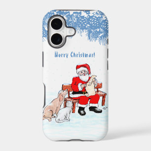 Merry Christmas - Santa Claus with Cat and Dog