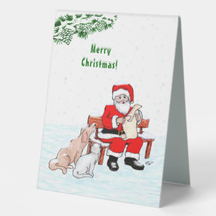 Merry Christmas! Santa Claus with Cat and Dog