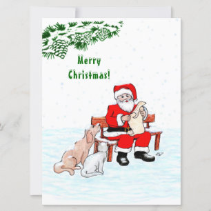Merry Christmas! Santa Claus with Cat and Dog