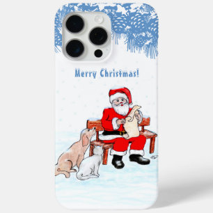 Merry Christmas - Santa Claus with Cat and Dog iPhone 15 Pro Max Case