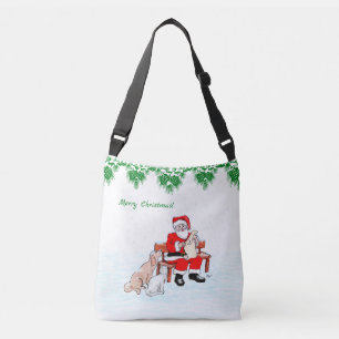 Merry Christmas - Santa Claus with Cat and Dog Crossbody Bag