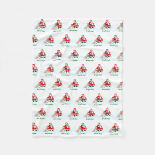 Merry Christmas! Santa Claus with Cat and Dog Fleece Blanket