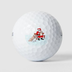 Merry Christmas! Santa Claus with Cat and Dog Golf Balls