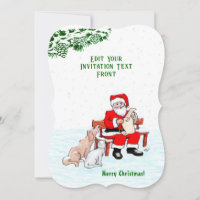 Merry Christmas! Santa Claus with Cat and Dog