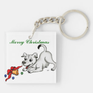 Merry Christmas - Santa Claus with Cat and Dog Key Ring