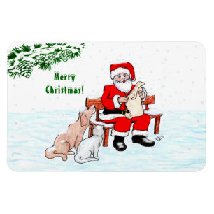 Merry Christmas! Santa Claus with Cat and Dog Magnet