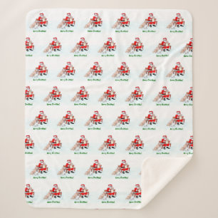 Merry Christmas! Santa Claus with Cat and Dog Sherpa Blanket