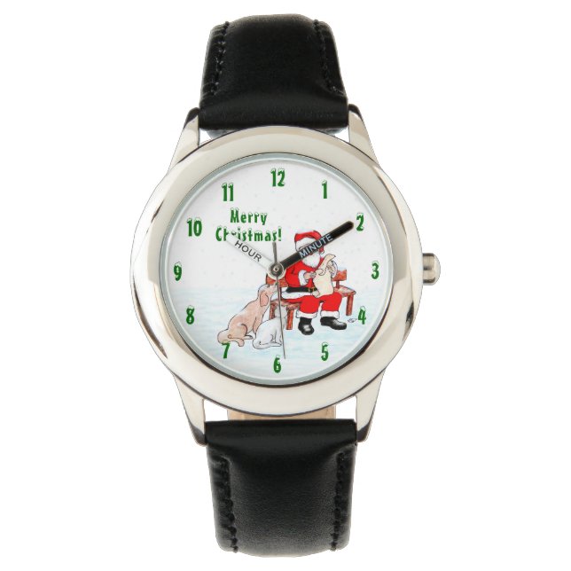 Merry Christmas! Santa Claus with Cat and Dog Watch (Front)