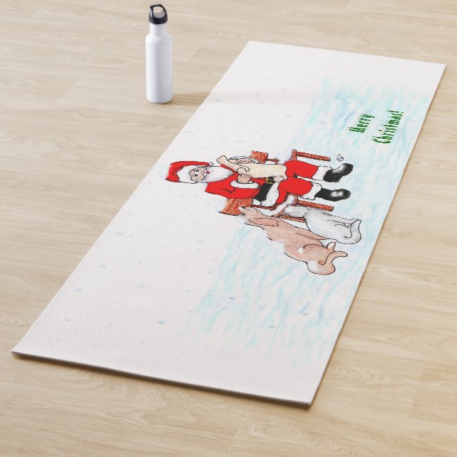 Merry Christmas! Santa Claus with Cat and Dog Yoga Mat (In Situ)