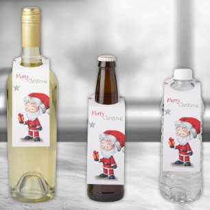 Merry Christmas Santa Claus with presents unique Bottle Tag