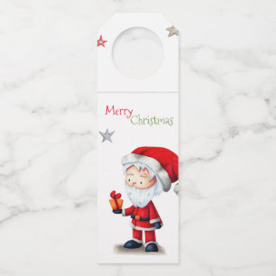 Merry Christmas Santa Claus with presents unique Bottle Tag
