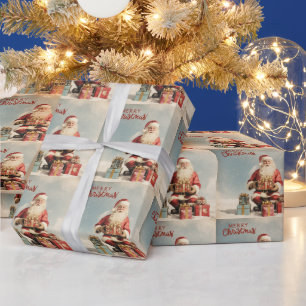 Merry Christmas Santa Claus with Presents Wrapping Paper