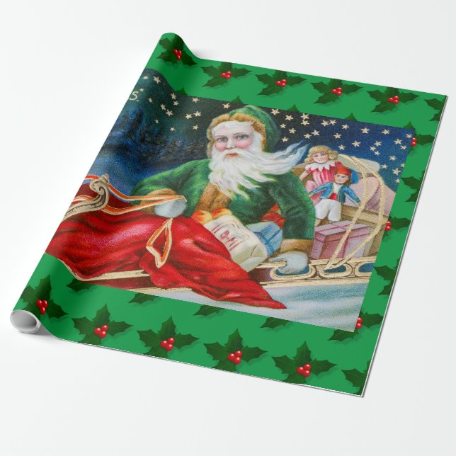 MERRY CHRISTMAS SANTA CLAUS WRAPPING PAPER (Unrolled)