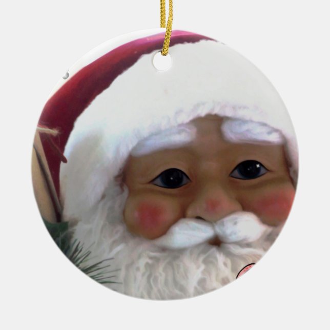 Merry Christmas Santa Clause Ceramic Tree Decoration (Front)